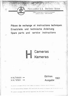 Bolex H 16 SB manual. Camera Instructions.